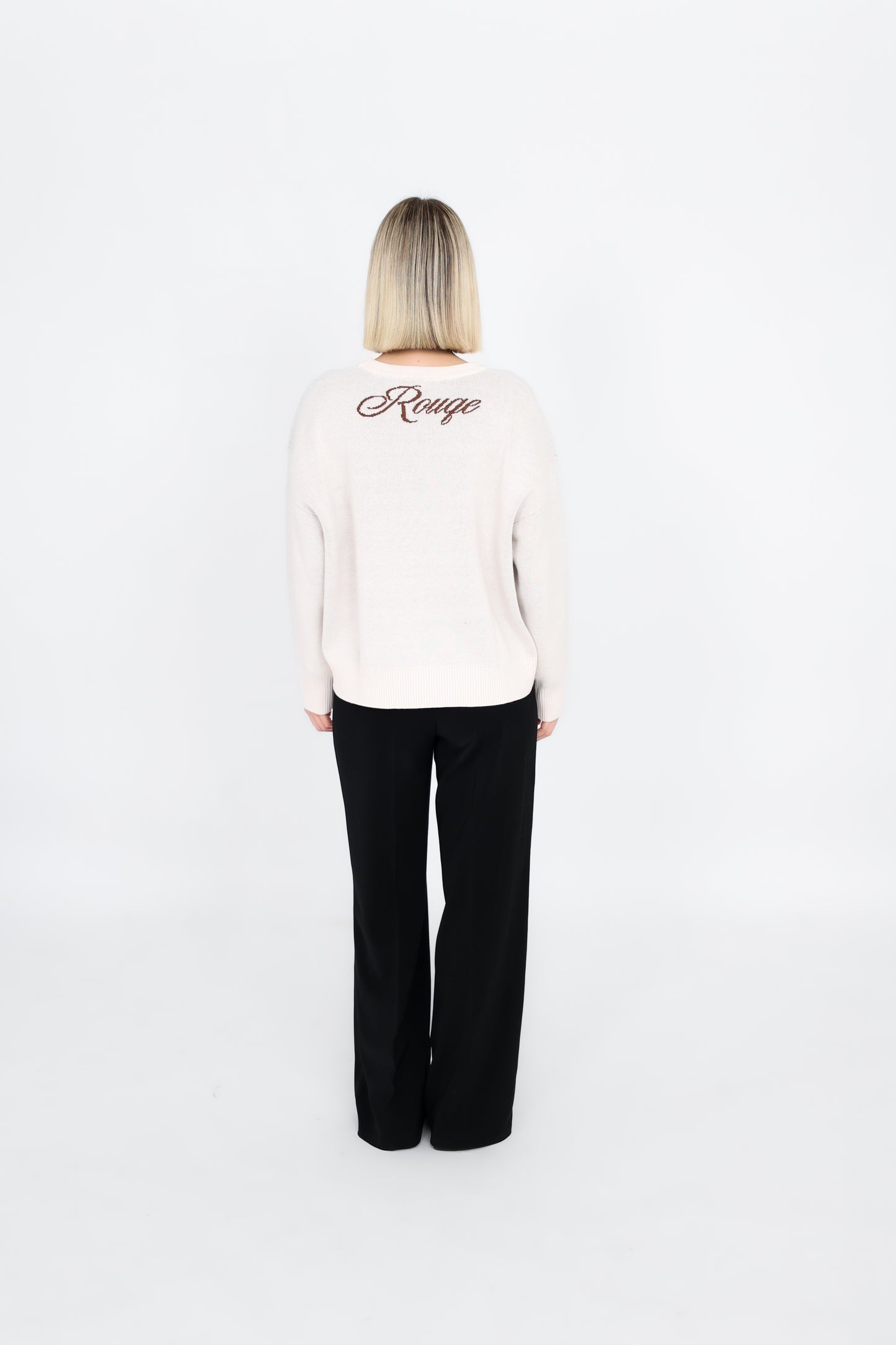 “R” Knit Sweater Beige