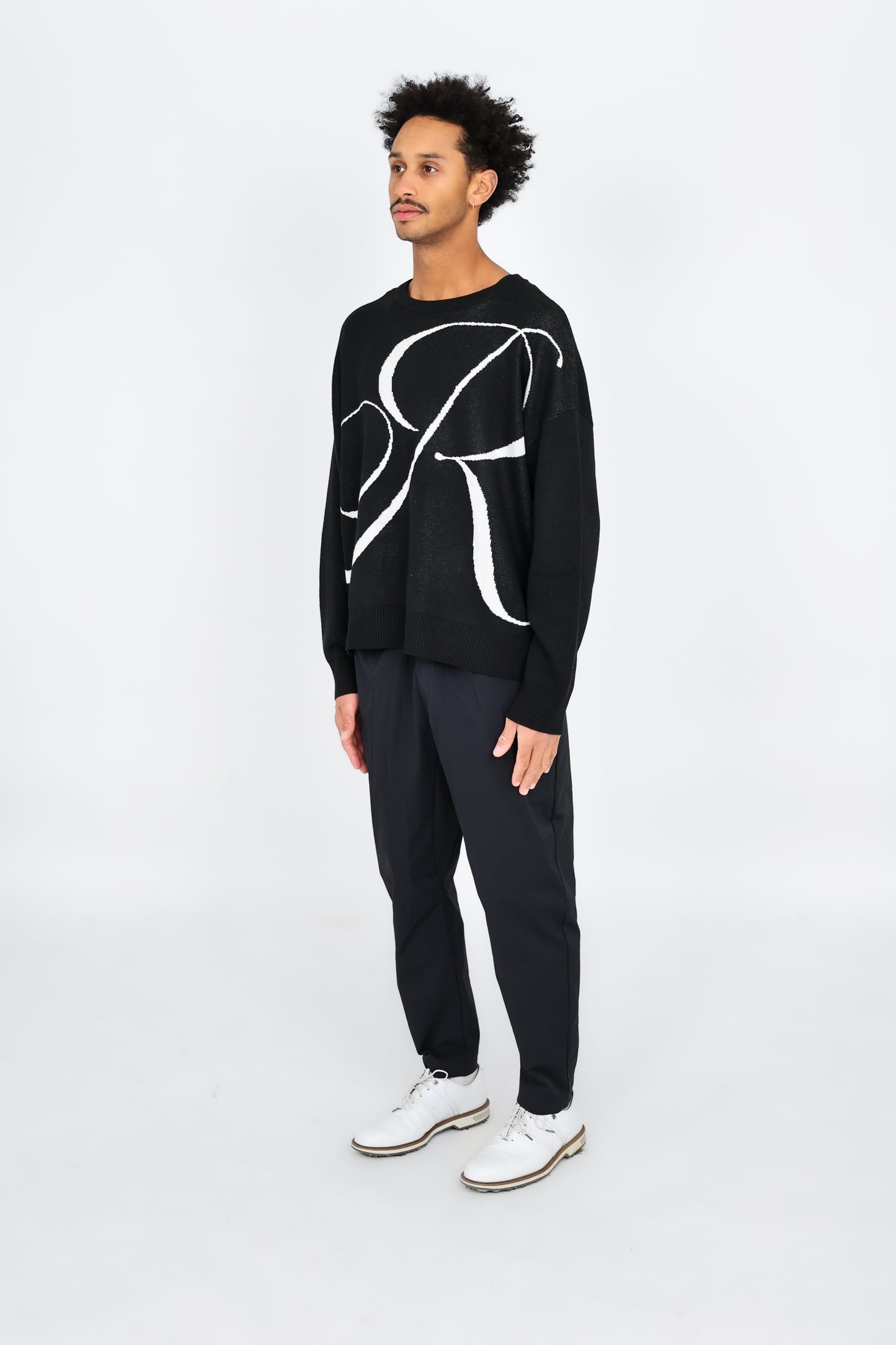 “R” Knit Sweater Black