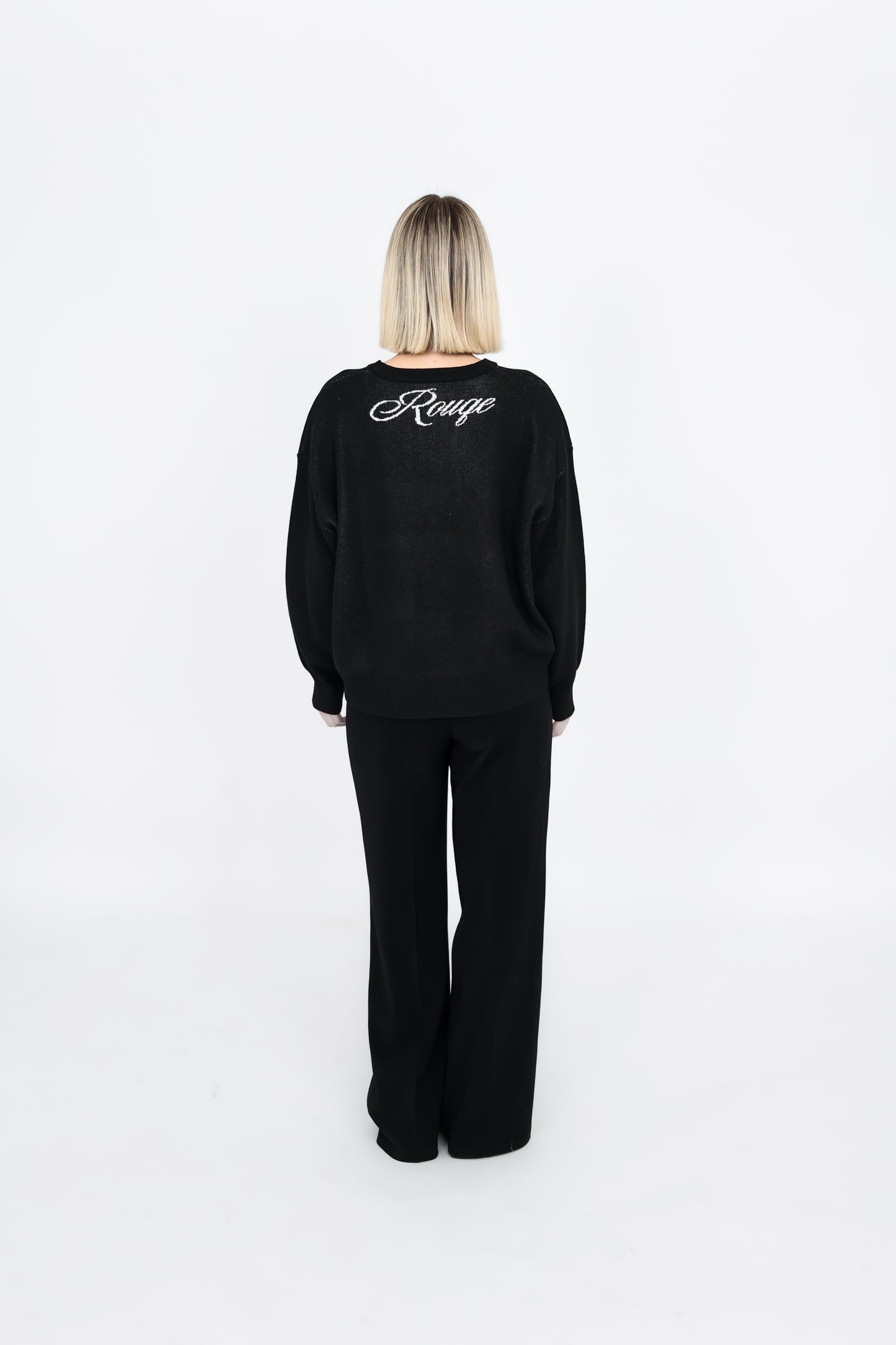 “R” Knit Sweater Black