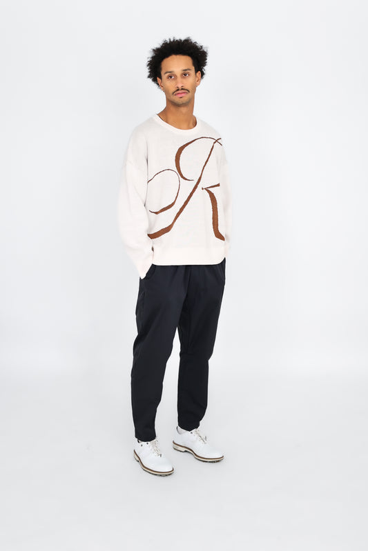 “R” Knit Sweater Beige