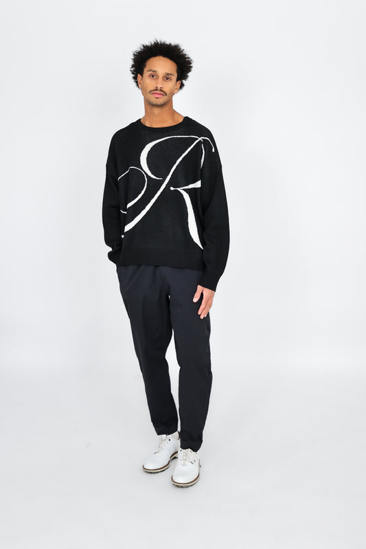 “R” Knit Sweater Black