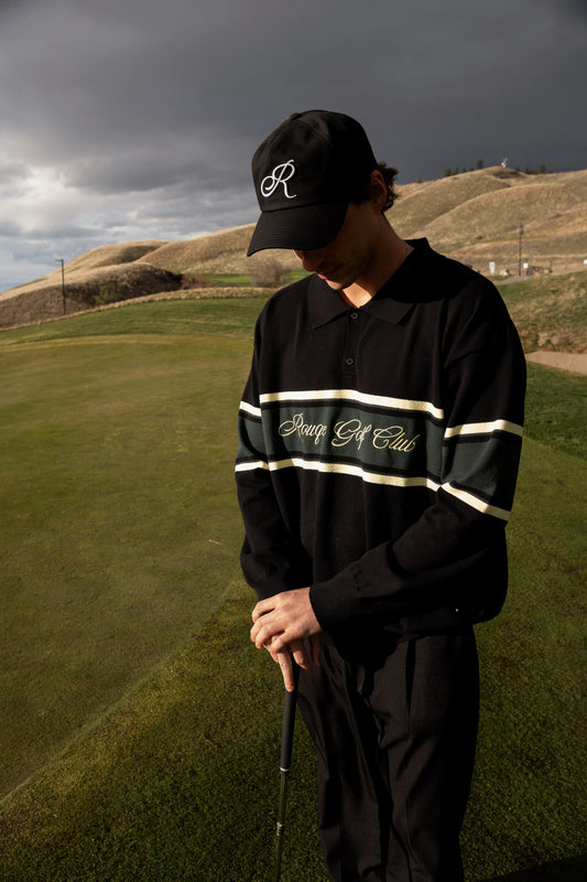 Unstructured "R" Hat Black