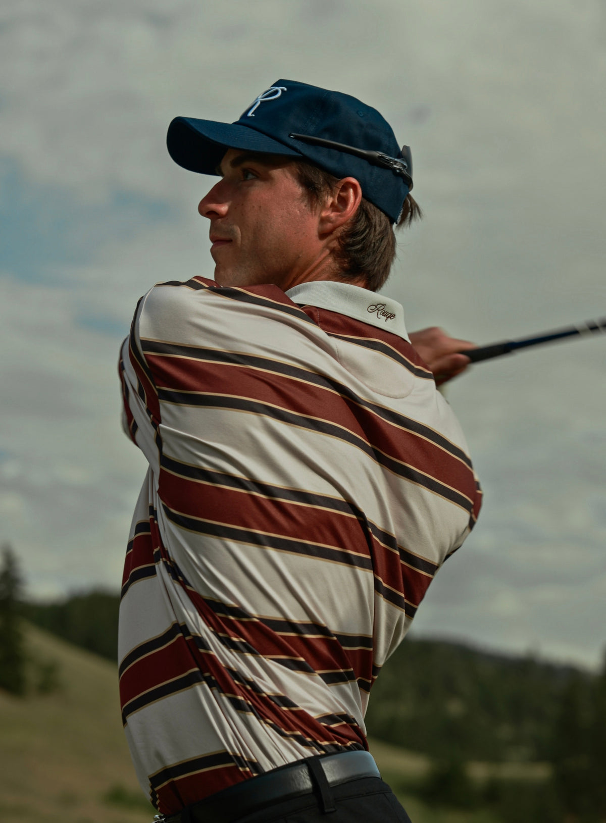 Burgundy Striped Polo