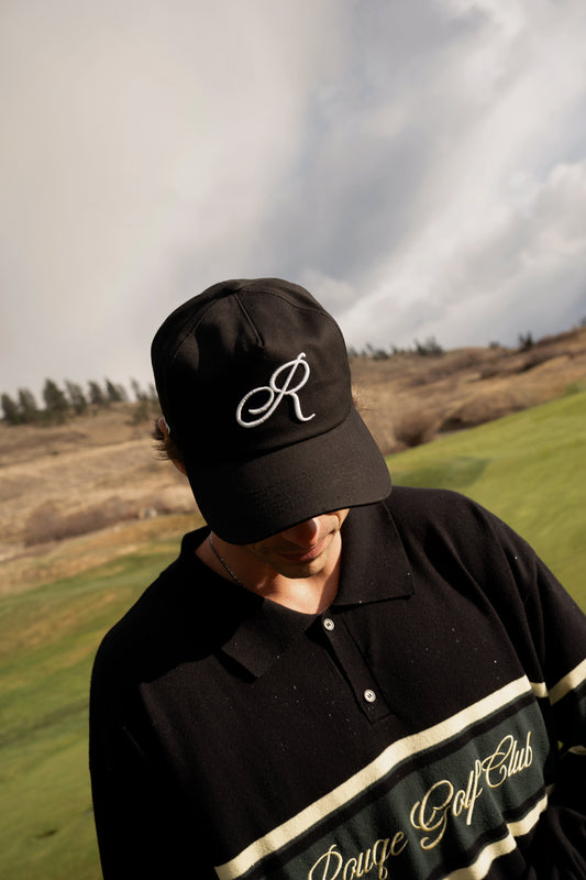 Unstructured "R" Hat Black