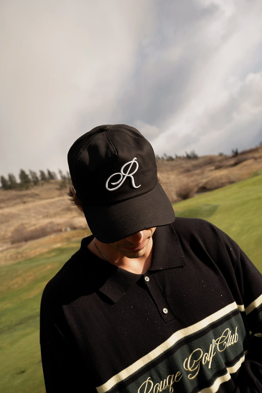 Unstructured "R" Hat Black
